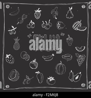 frutta icona sorteggio Illustrazione Vettoriale