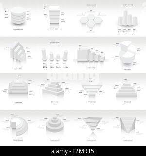 Infografico bianco 3d grafico vettoriale del modello Illustrazione Vettoriale