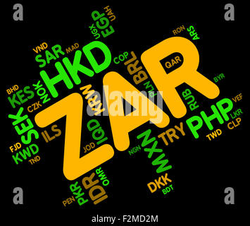 Zar valuta che mostra South African Rand e Rand Sudafricano Foto Stock