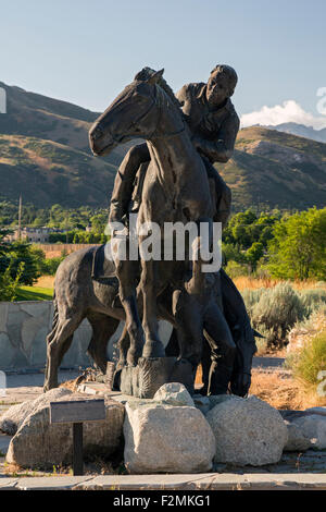 Salt Lake City, Utah - Nazionale Pony Express monumento in questo è il luogo Heritage Park. Foto Stock