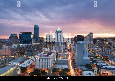 Austin skyline al crepuscolo Foto Stock