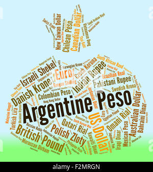 Peso argentino che rappresenta la valuta estera e moneta Foto Stock