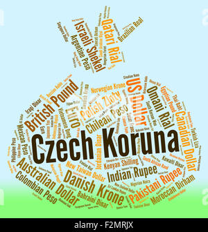 Czech Koruna che mostra in tutto il mondo e di negoziazione Wordcloud Foto Stock