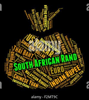 Rand Sudafricano che mostra il tasso di cambio e Wordcloud Foto Stock