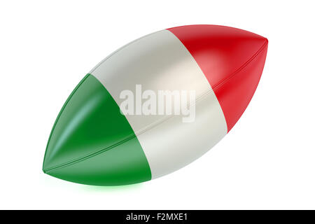 Pallone da rugby con bandiera di Italia isolato su sfondo bianco Foto Stock