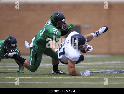 Denton, TX, Stati Uniti d'America. Xix Sep, 2015. 19 settembre 2015: riso gufi stretto fine Connor cella #87 durante il NCAA Football gioco tra il riso gufi e il nord Texas significa verde a Apogee Stadium di Denton, TX. Credito: JP Waldron/ZumaPress © Jp Waldron/ZUMA filo/Alamy Live News Foto Stock