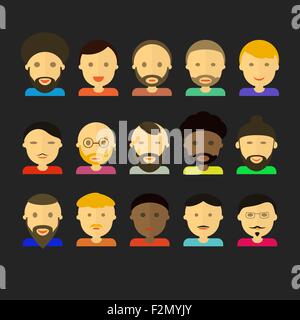 Gli uomini l'aspetto delle icone. persone appartamento raccolta di icone Illustrazione Vettoriale