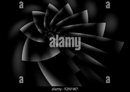 Spirale roteato illustrazione drammatica in bianco e nero Foto Stock