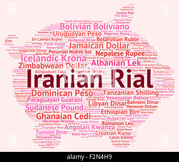 Rial iraniano che indica il cambio valuta e Forex Foto Stock