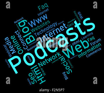 Podcast significato di parola Streaming Webcast e Podcast Foto Stock