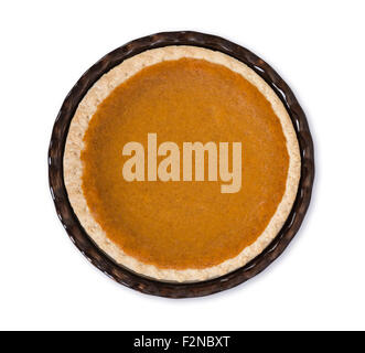 Torta di zucca isolato su bianco, vista dall'alto Foto Stock