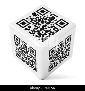 Codice QR cube isolati su sfondo bianco Foto Stock