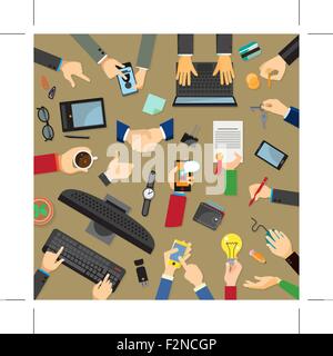 Set di mani, design piatto Illustrazione Vettoriale