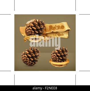 Pigna, retrò icona vettore Illustrazione Vettoriale