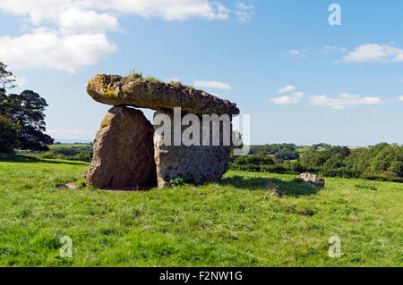 Maes Y Felin o St Lythans sepoltura camera, Vale of Glamorgan, South Wales, Regno Unito. Foto Stock