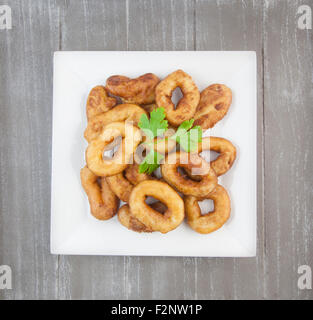 Fritte Anelli di Calamari Foto Stock