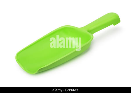 Vuoto in plastica verde scoop isolato su bianco Foto Stock
