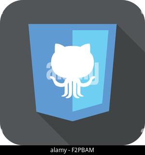 Vettore di sviluppo web shield segno - sistema di controllo della versione. icona isolato su bianco Illustrazione Vettoriale