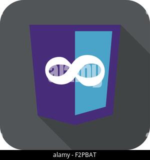 Vettore di sviluppo web shield segno - editor di codice infinito. icona isolato su bianco Illustrazione Vettoriale