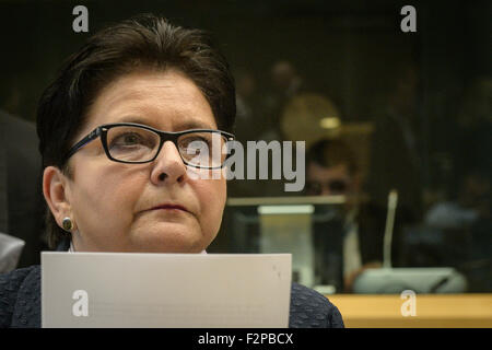 Bruxelles, Belgio. Il 22 settembre, 2015. Lucidare il Ministro degli interni Teresa Piotrowska durante uno speciale spazio europeo di giustizia affari interni del Consiglio dei ministri sulla crisi di migrazione a Bruxelles, in Belgio il 22.09.2015 da Wiktor Dabkowski Credito: Wiktor Dabkowski/ZUMA filo/Alamy Live News Foto Stock