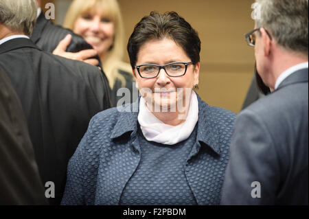 Bruxelles, Belgio. Il 22 settembre, 2015. Lucidare il Ministro degli Interni Teresa Piotrowska durante uno speciale spazio europeo di giustizia affari interni del Consiglio dei ministri sulla crisi di migrazione a Bruxelles, in Belgio il 22.09.2015 da Wiktor Dabkowski Credito: Wiktor Dabkowski/ZUMA filo/Alamy Live News Foto Stock