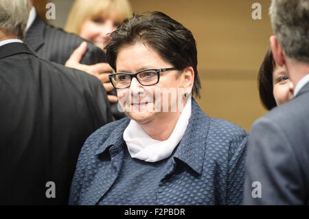 Bruxelles, Belgio. Il 22 settembre, 2015. Lucidare il Ministro degli Interni Teresa Piotrowska durante uno speciale spazio europeo di giustizia affari interni del Consiglio dei ministri sulla crisi di migrazione a Bruxelles, in Belgio il 22.09.2015 da Wiktor Dabkowski Credito: Wiktor Dabkowski/ZUMA filo/Alamy Live News Foto Stock