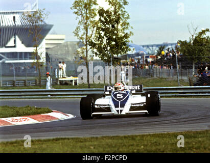 Nelson Piquet nella sua Brabham BMW BT49 GP del Canada a Montreal 1981 Foto Stock