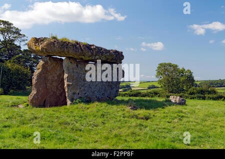 Maes Y Felin o St Lythans sepoltura camera, Vale of Glamorgan, South Wales, Regno Unito. Foto Stock