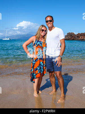 I turisti a Kaanapali Beach vicino Black Rock Foto Stock