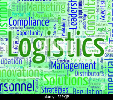 Logistica significato di parola Wordcloud piani e coordinamento Foto Stock