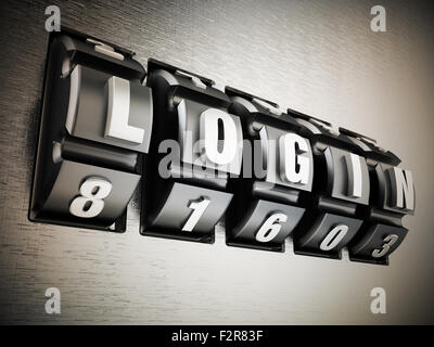 Testo di accesso come password tra i numeri Foto Stock