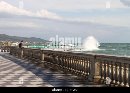 Mascagni terrazza di fronte al mare, Livorno Toscana, Italia Foto Stock