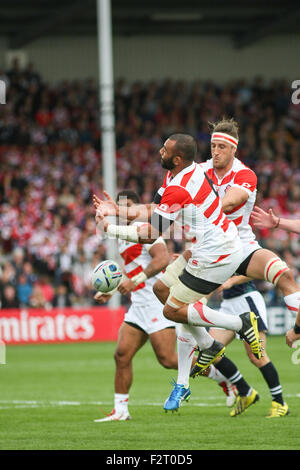 Gloucester, Regno Unito. 23 Settembre, 2015. Coppa del Mondo di Rugby 2015 - Scozia contro il Giappone, giocato al Kingsholm Stadium, Gloucestershire UK Credit: Peter Lopeman/Alamy Live News Foto Stock