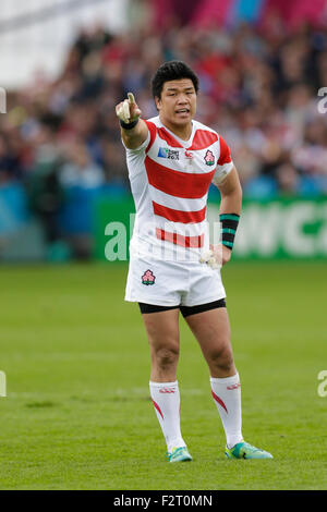 Gloucester, Regno Unito. 23 Sep, 2015. Coppa del Mondo di rugby. La Scozia contro il Giappone. Giappone outhalf Harumichi Tatekawa Credito: Azione Sport Plus/Alamy Live News Foto Stock