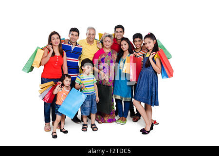Gruppo indiano Joint famiglia shopping Foto Stock