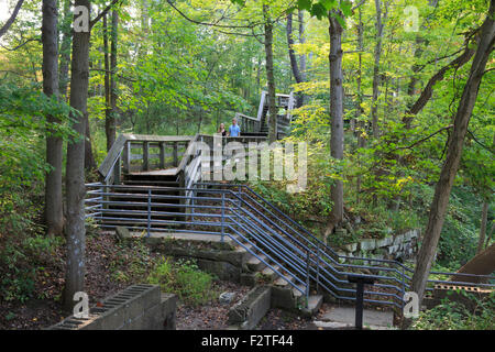 Una scalinata che conduce a Brandywine cade in Cuyahoga Valley National Park , Ohio Foto Stock