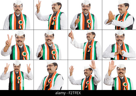 1 indian Adulto Uomo politico confronto multi-tasking Foto Stock