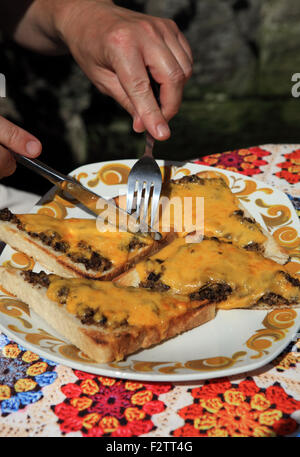 Formaggio tostato con haggis Foto Stock