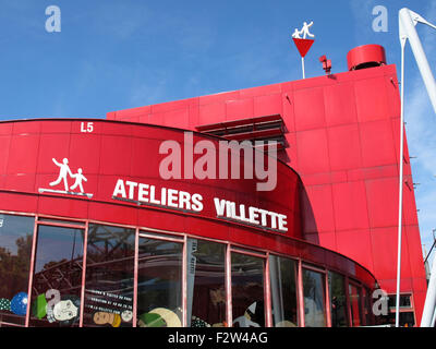 La Folie,Parc de la Villette,Cite des sciences et de l'industrie,città delle scienze e dell'industria,Parigi, Francia Foto Stock