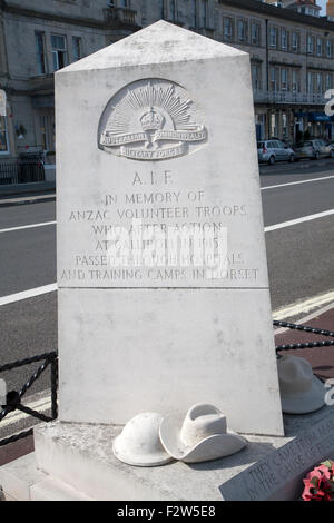 Anzac War Memorial alle truppe di volontari che hanno combattuto a Gallipoli, Weymouth Dorset, England, Regno Unito Foto Stock