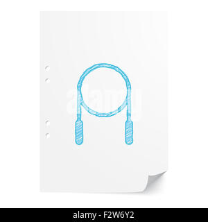 Blue handdrawn Corda illustrazione sul foglio di carta bianco con spazio di copia Foto Stock