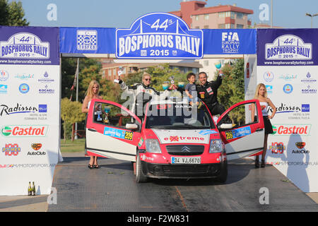 Lptekin Isikalp Citroen C2 GT cerimonia del podio Bosphorus Rally 2015 Foto Stock