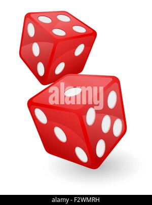 Red casino dadi illustrazione vettoriale isolati su sfondo bianco Illustrazione Vettoriale