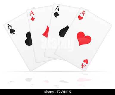 Carte da gioco Aces dei vari costumi illustrazione isolati su sfondo bianco Foto Stock