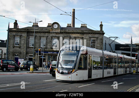 Edinburgh tram ,Haymarket di Edimburgo, Scozia Foto Stock