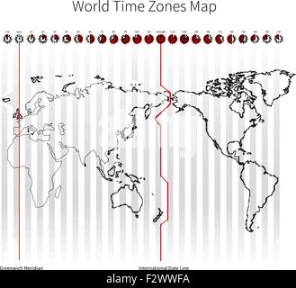 Zone di tempo del mondo mappa Illustrazione Vettoriale