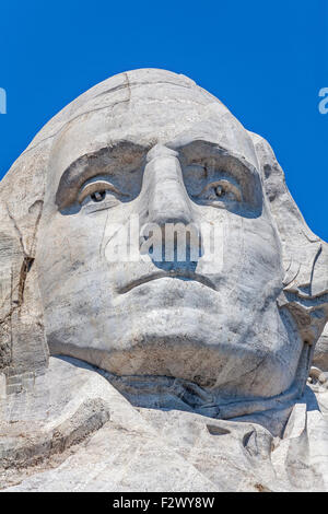 Una vista di George Washington sul Monte Rushmore National Memorial, South Dakota. Foto Stock