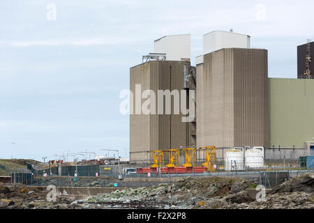 Wylfa centrale nucleare a Cemaes Bay il 16 giugno 2015, in Anglesey, Galles del Nord. Foto Stock