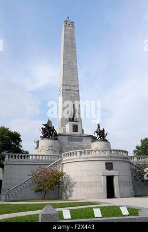 Abraham Lincoln la tomba di Springfield, Illinois Foto Stock