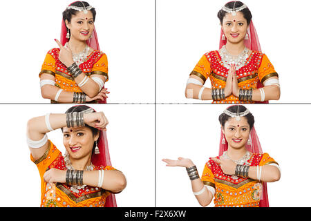 1 indiano donna Rajasthani Multi-tasking Foto Stock